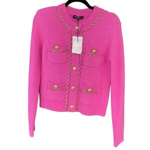 G GENERATION LOVE Selma Chain Trim Cardigan In Pink